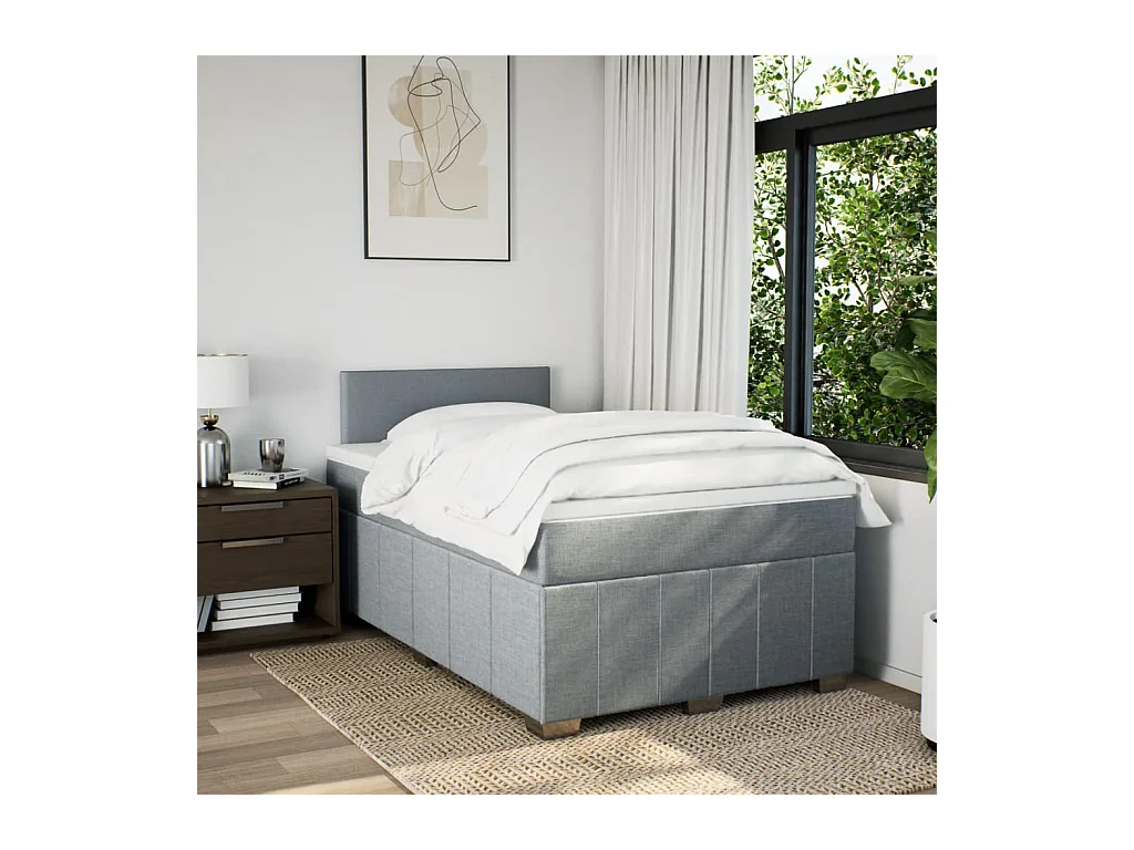 Boxspringbett mit Matratze Hellgrau 120x190 cm Stoff