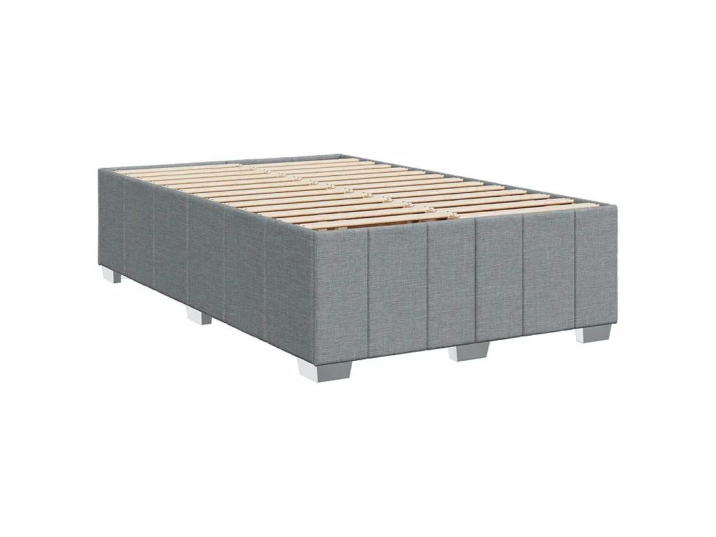 Cama box spring con colchón tela gris claro 120x190 cm