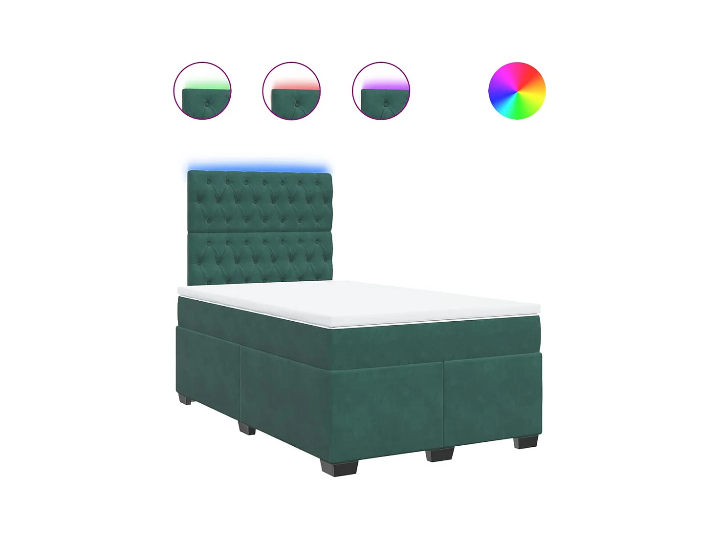 Sommier à lattes de lit et matelas Vert foncé 120x200cm Velours