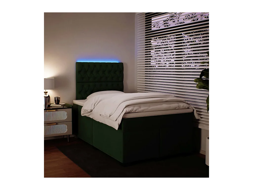 Sommier à lattes de lit et matelas Vert foncé 120x200cm Velours