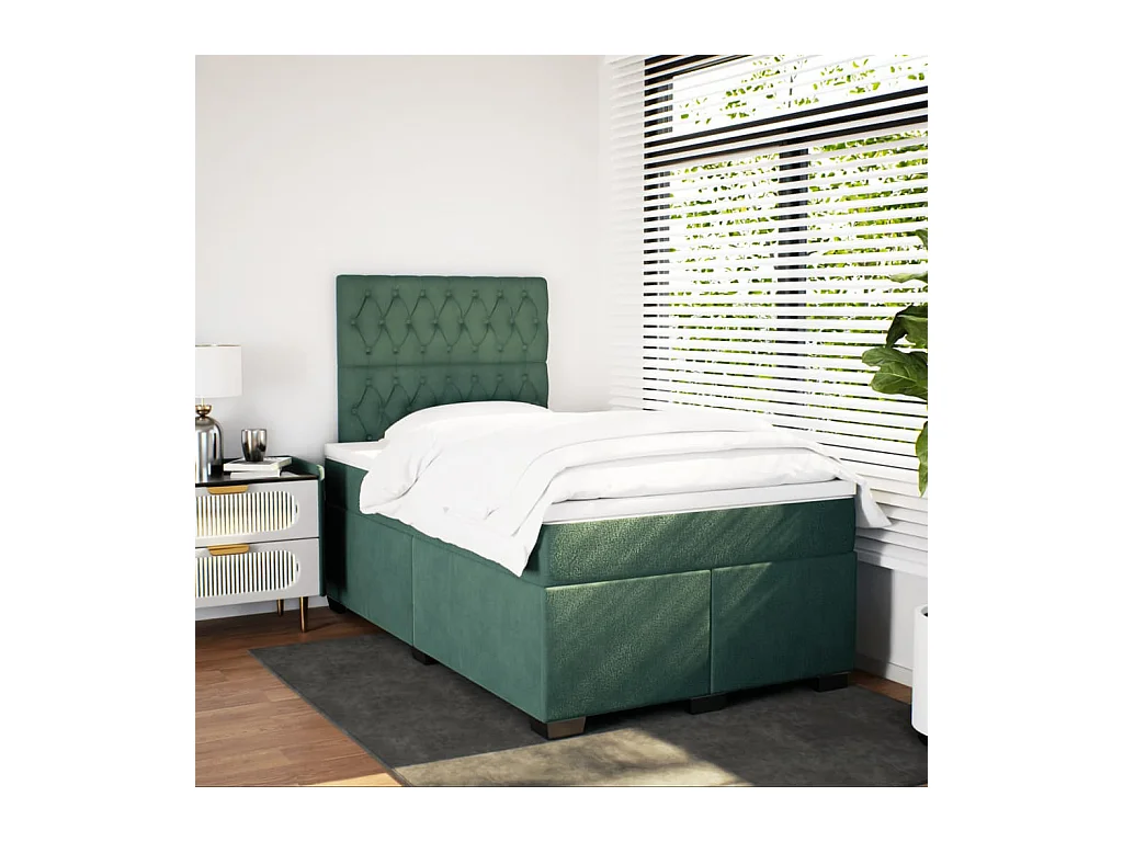 Sommier à lattes de lit et matelas Vert foncé 120x200cm Velours