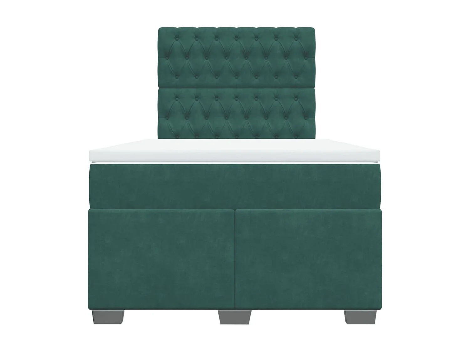 Cama boxspring com colchão 120x200 cm veludo verde-escuro
