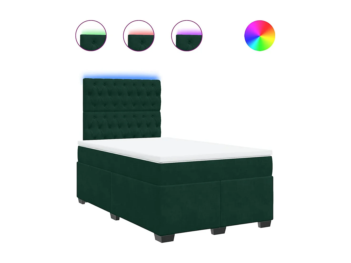 Cama box spring con colchón terciopelo verde oscuro 120x200 cm
