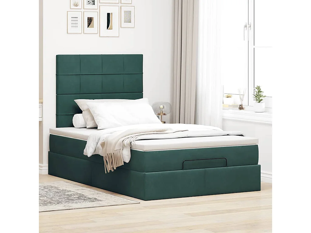 Struttura Letto Pouf con Materassi 120x200 cm Velluto