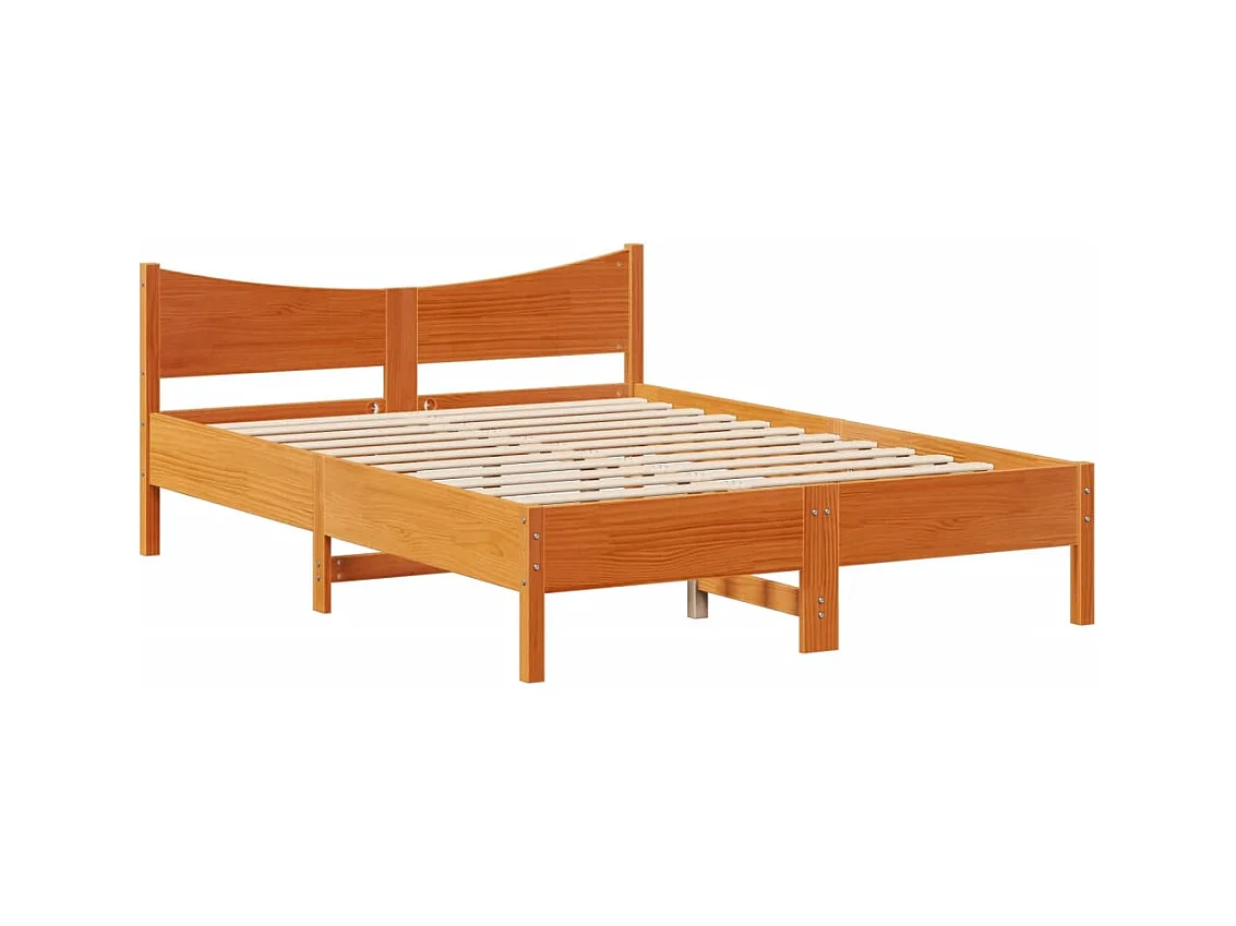 Cadre de lit sans matelas cire marron 120x190cm bois pin massif
