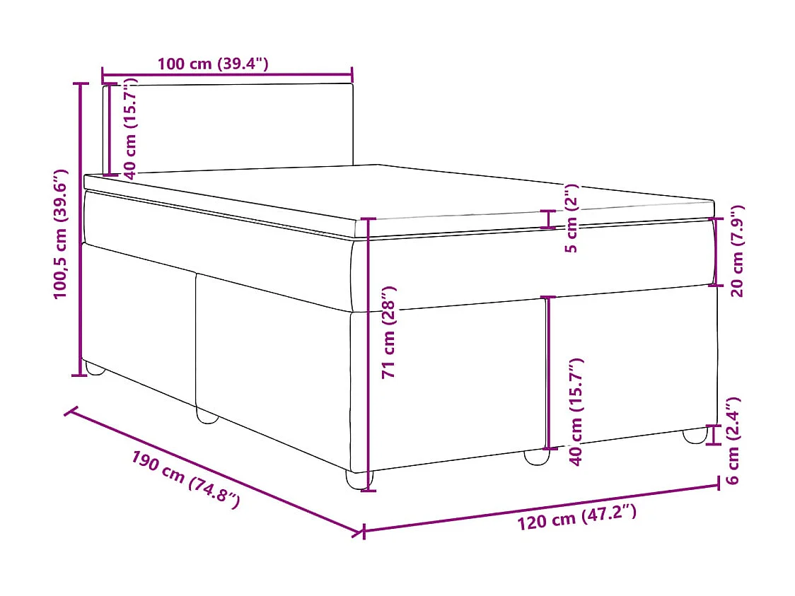 Boxspring met matras stof crèmekleurig 120x190 cm