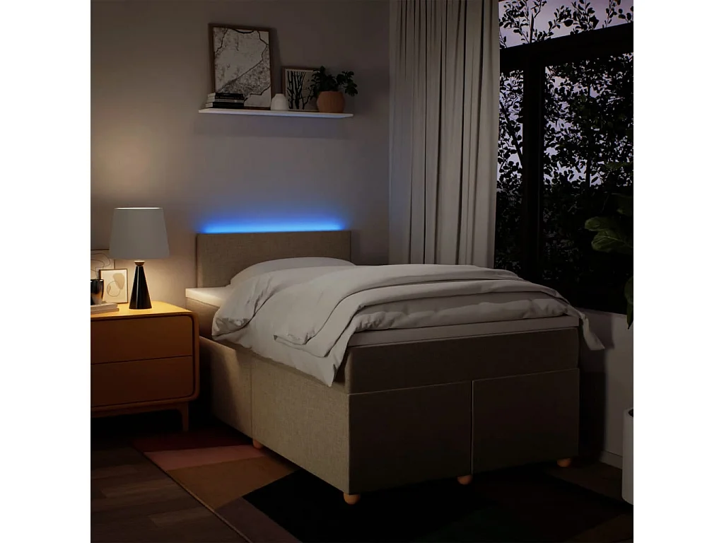 Boxspring met matras stof crèmekleurig 120x190 cm