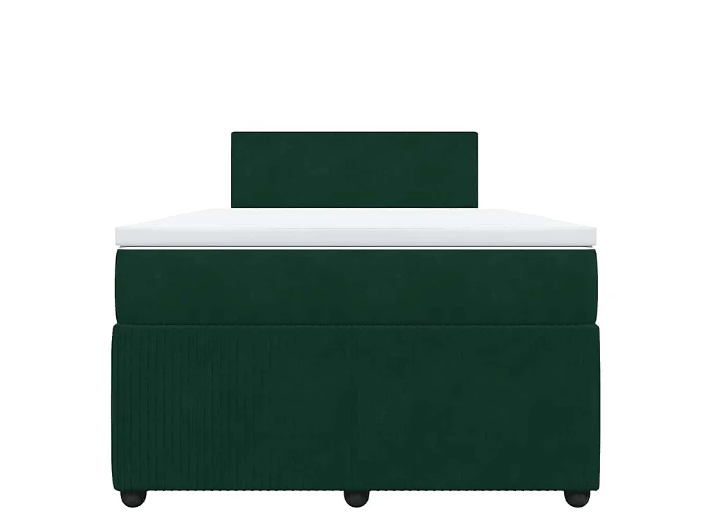 Cama boxspring com colchão 120x200 cm veludo verde-escuro