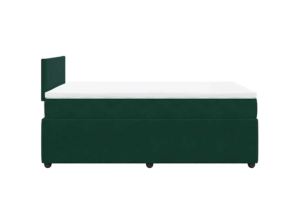 Cama boxspring com colchão 120x200 cm veludo verde-escuro