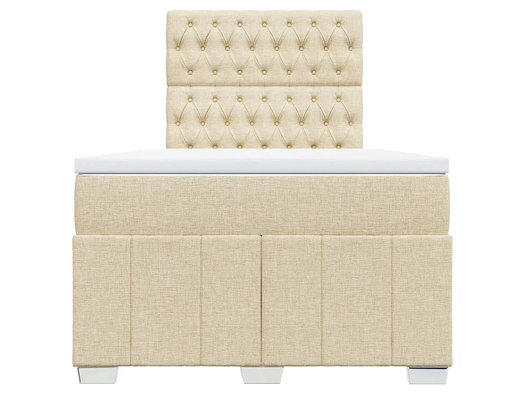 Sommier à lattes de lit avec matelas crème 120x190 cm tissu