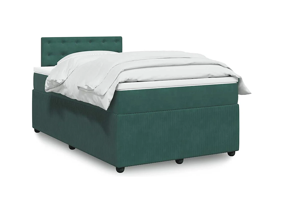 Sommier à lattes de lit et matelas Vert foncé 120x200cm Velours