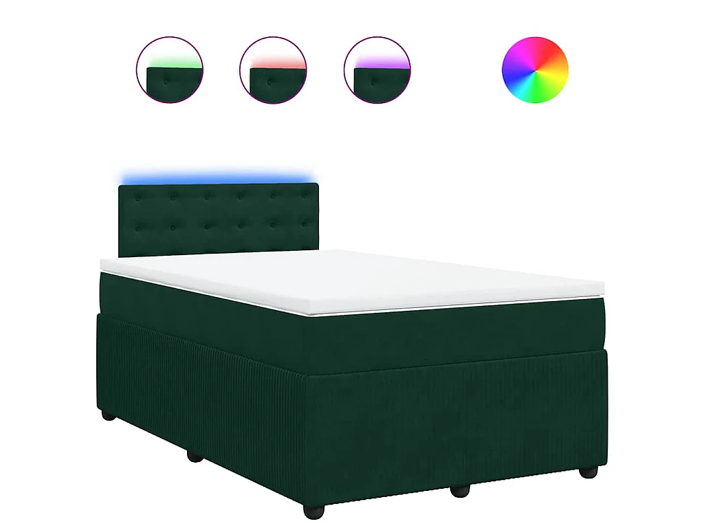 Cama box spring con colchón terciopelo verde oscuro 120x200 cm