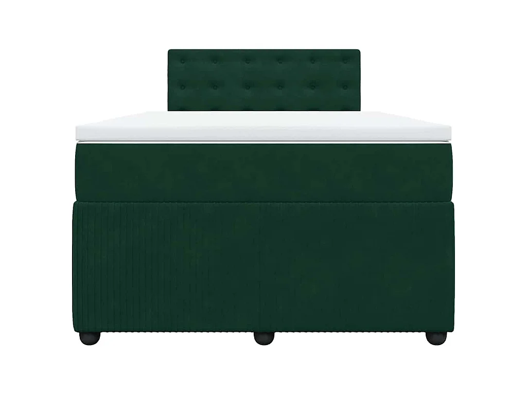 Cama box spring con colchón terciopelo verde oscuro 120x200 cm