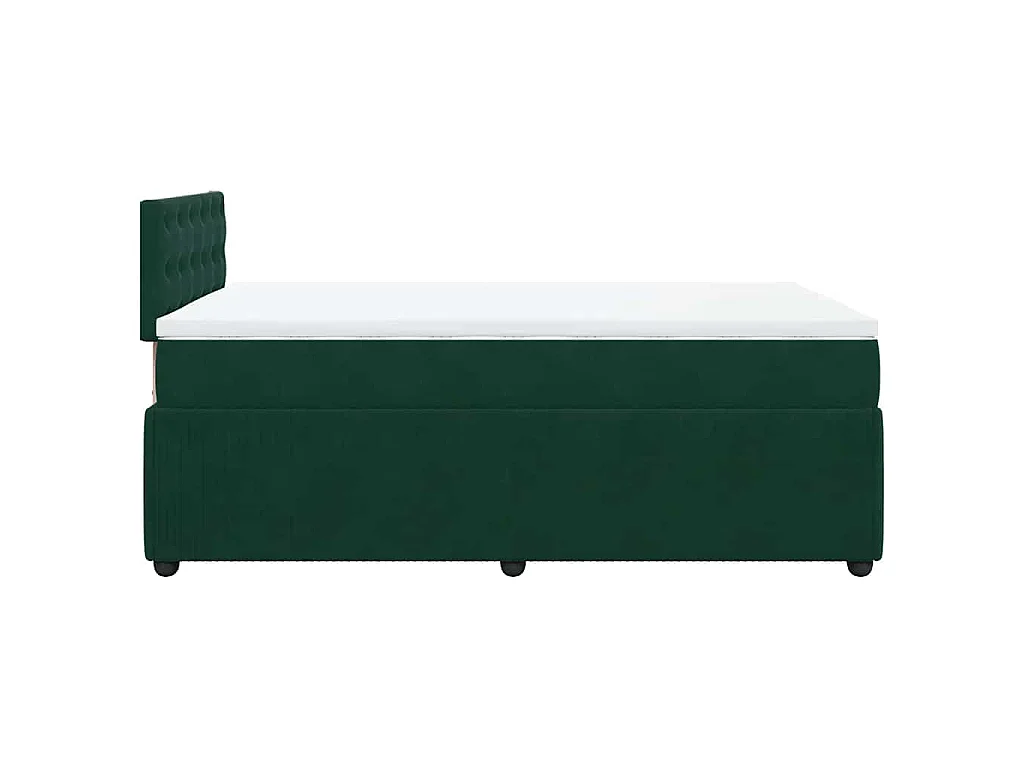 Cama box spring con colchón terciopelo verde oscuro 120x200 cm