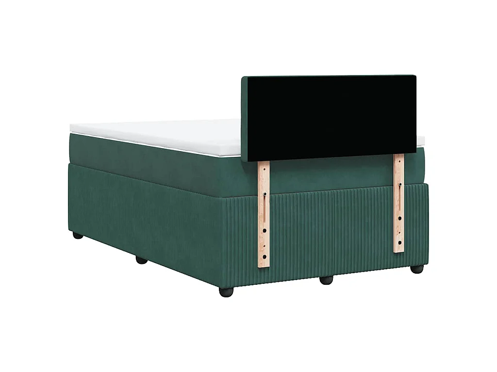Cama box spring con colchón terciopelo verde oscuro 120x200 cm