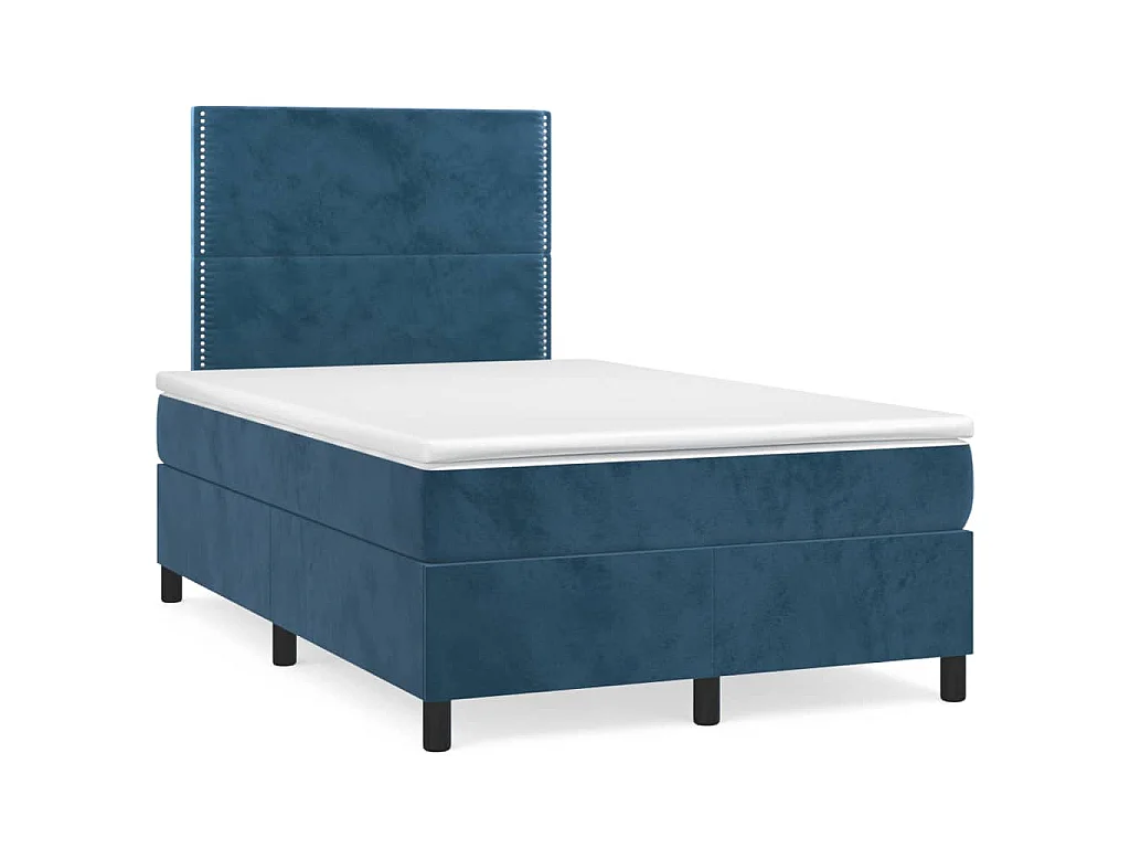 Giroletto a Molle con Materasso Blu Scuro 120x190 cm in Velluto