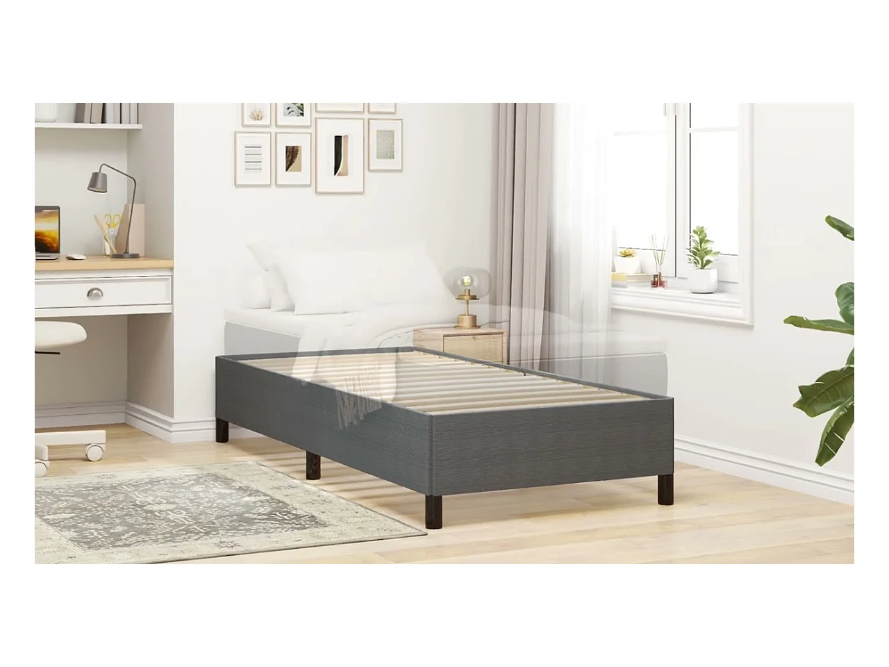 Cadre de lit Crème 100 x 200 cm Tissu en velours côtelé