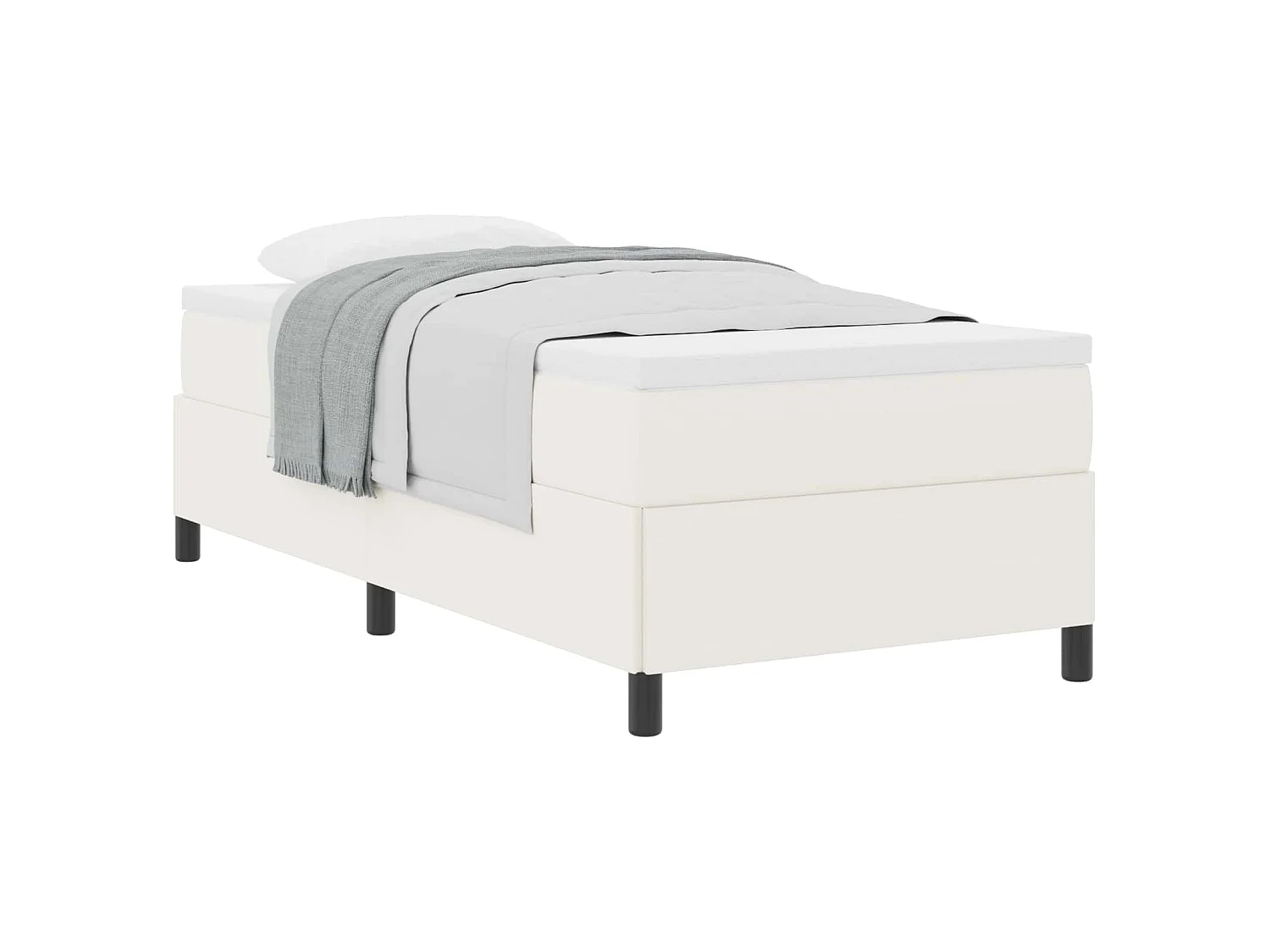 Cama Box Creme 100 x 200 cm Tecido de Veludo Cotele