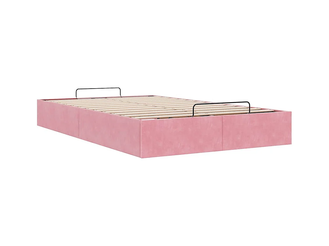 Struttura Letto Pouf Senza Materasso Rosa 120x190 cm Velluto