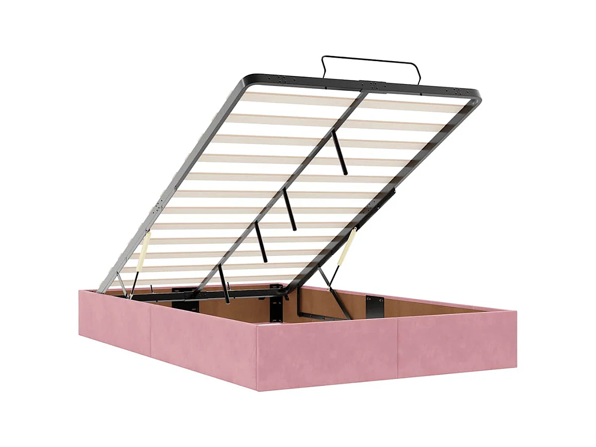 Struttura Letto Pouf Senza Materasso Rosa 120x190 cm Velluto