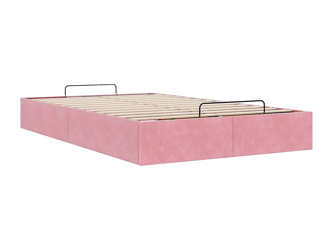Cadre de lit ottoman sans matelas rose 120x190 cm velours