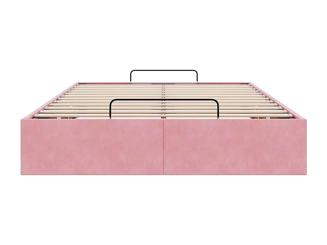 Cadre de lit ottoman sans matelas rose 120x190 cm velours