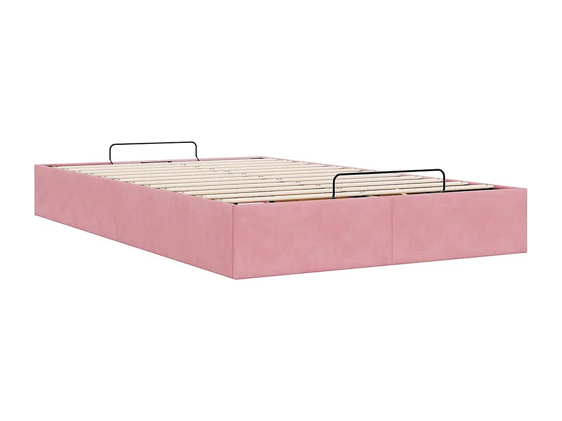 Cadre de lit ottoman sans matelas rose 120x190 cm velours