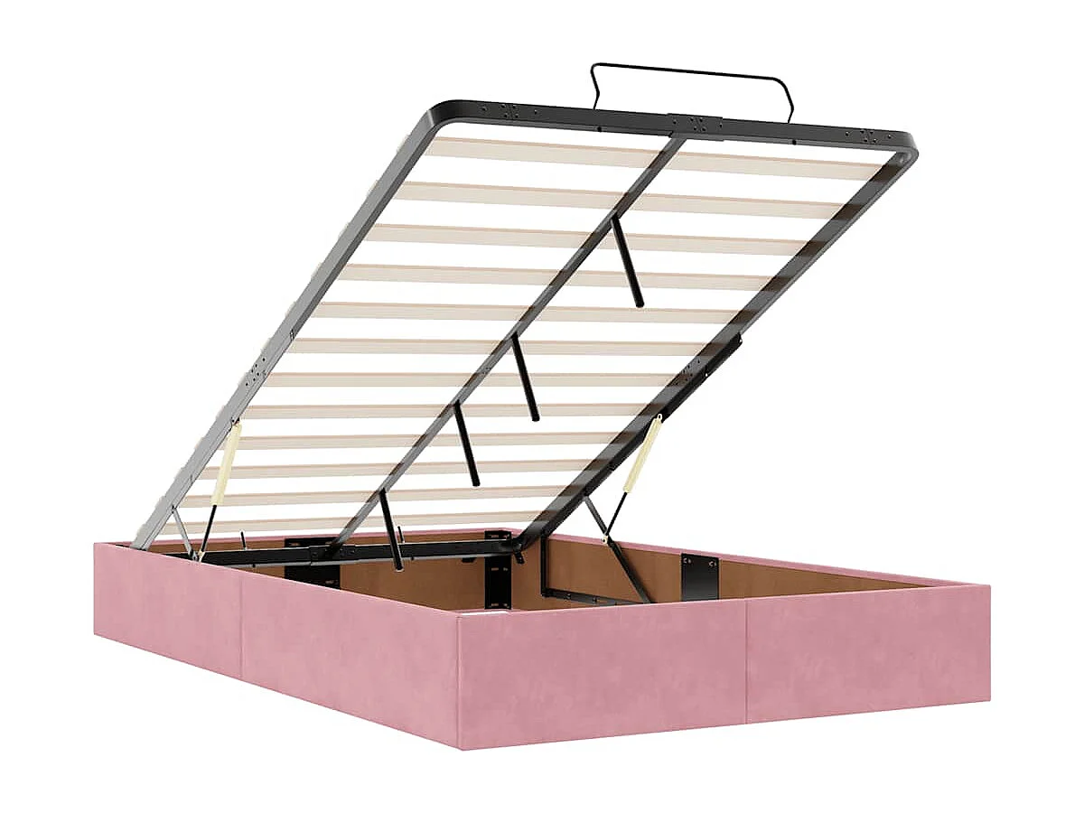 Cadre de lit ottoman sans matelas rose 120x190 cm velours