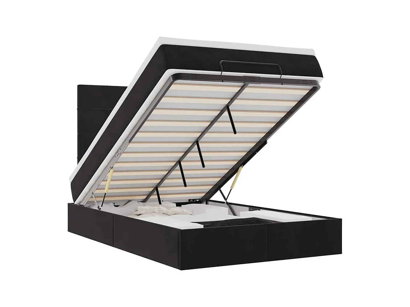 Estructura de cama otomana colchones terciopelo negro