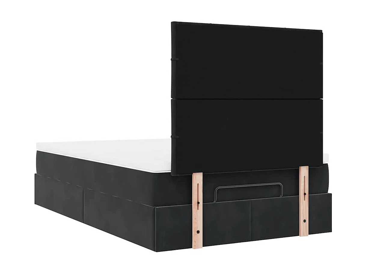 Ottoman-Bett mit Matratzen Schwarz 120x190 cm Samt