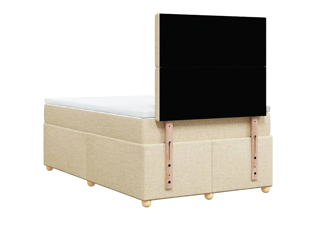 Sommier à lattes de lit avec matelas crème 120x190 cm tissu