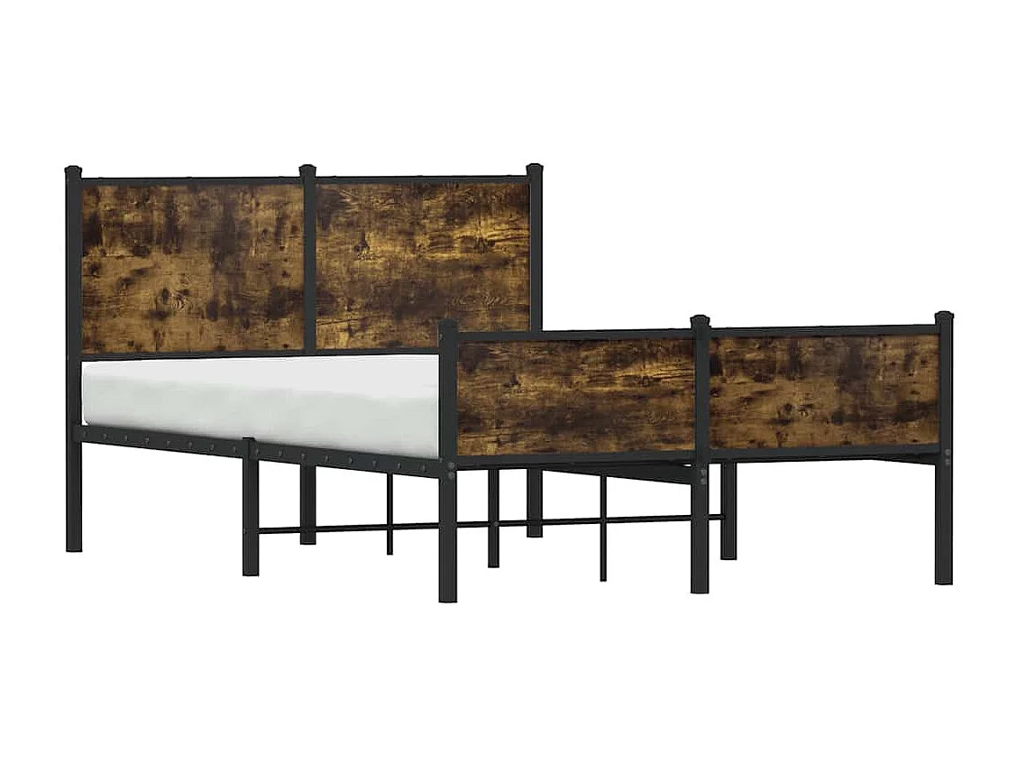 Cadre de lit en métal sans matelas chêne fumé 120x190 cm