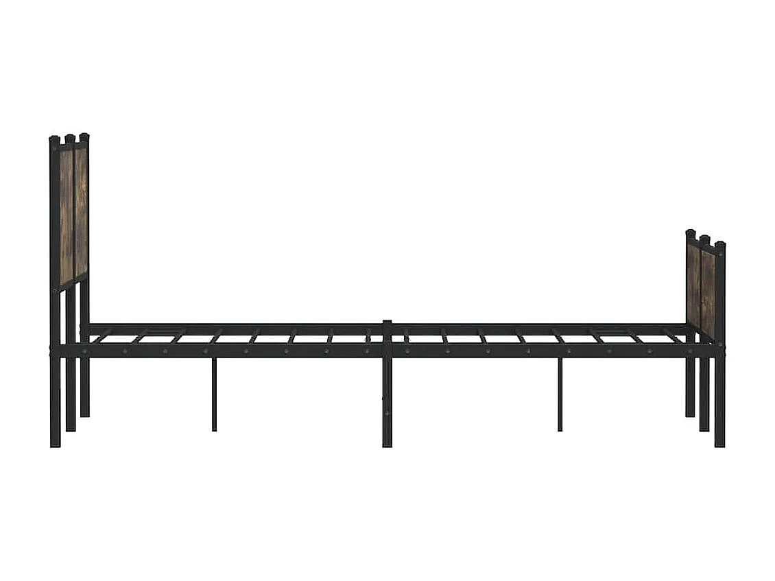 Cadre de lit en métal sans matelas chêne fumé 120x190 cm