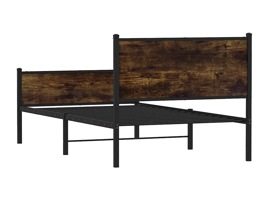 Cadre de lit en métal sans matelas chêne fumé 120x190 cm