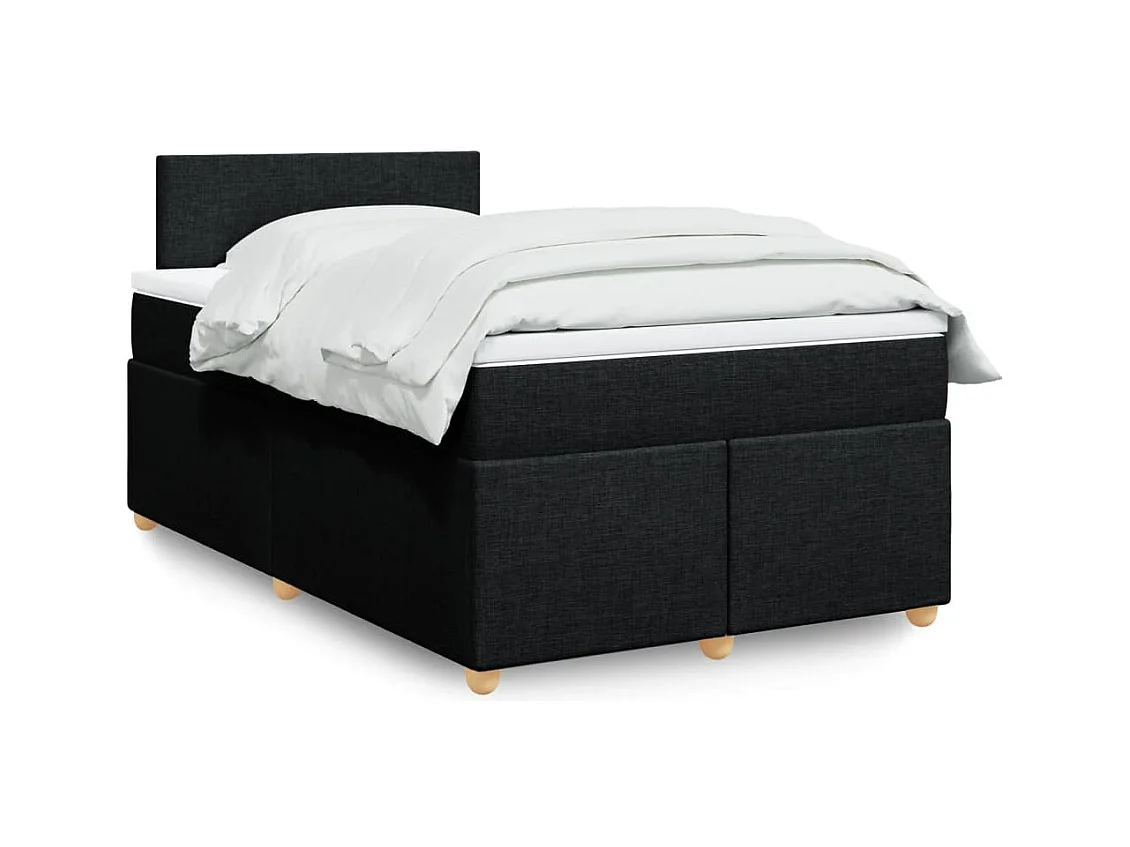 Sommier à lattes de lit avec matelas noir 120x190 cm tissu