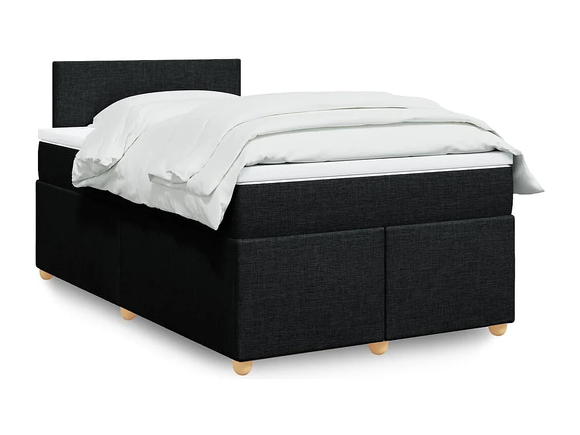 Cama box spring con colchón tela negro 120x190 cm