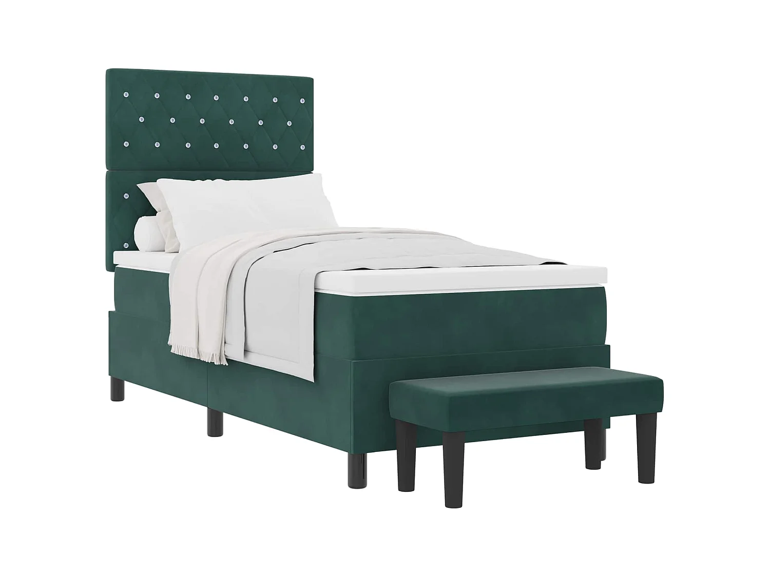Boxspringbett mit Kissen Dunkelgrün 200 x 100 cm Samt