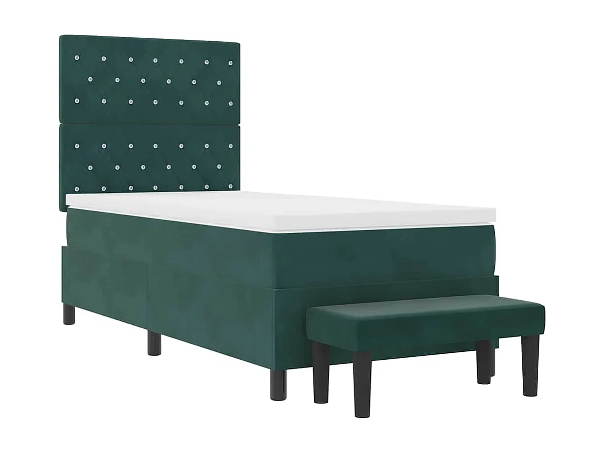Boxspringbett mit Kissen Dunkelgrün 200 x 100 cm Samt
