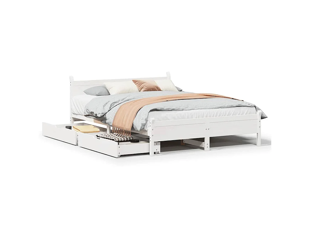 Bedframe zonder matras massief grenenhout wit 120x200 cm