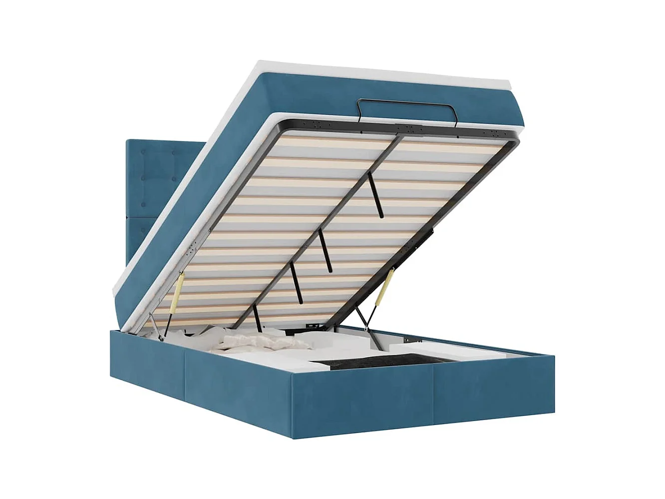 Ottoman-Bett mit Matratzen & LEDs Dunkelblau 120x190 cm Samt