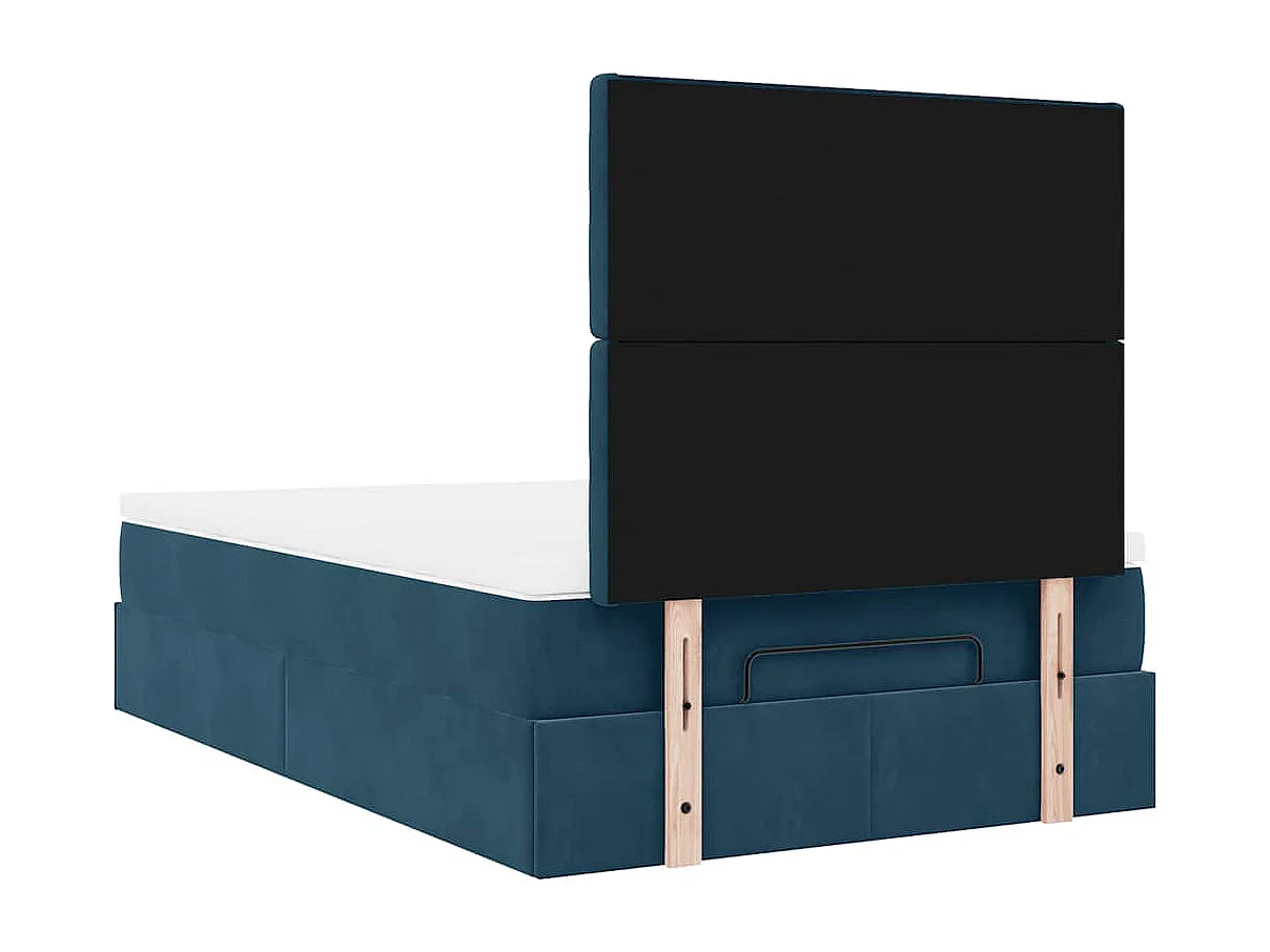 Cadre de lit ottoman avec matelas bleu foncé 120x190 cm velours