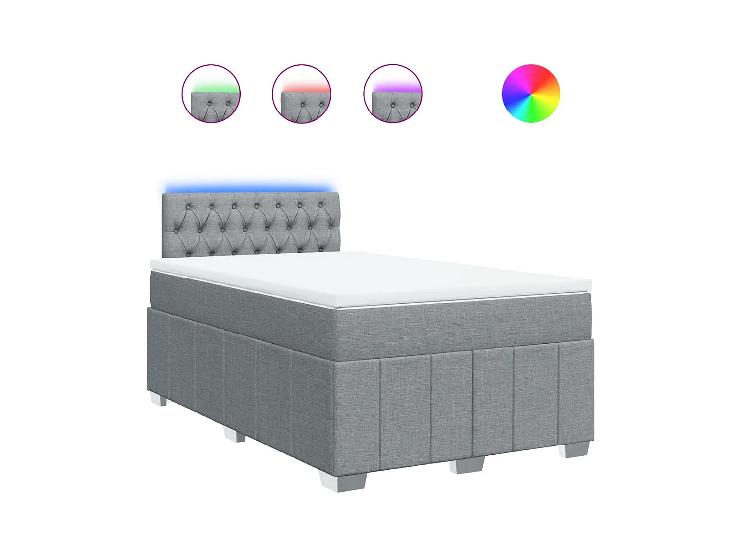 Sommier à lattes de lit et matelas gris clair 120x190 cm tissu