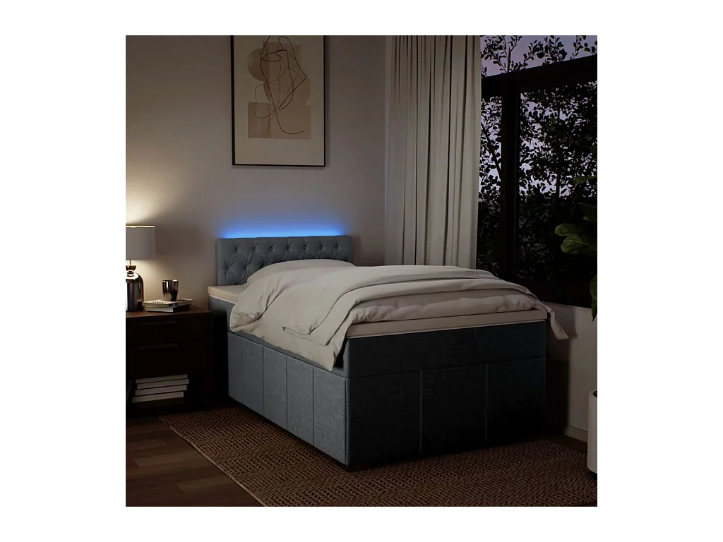 Sommier à lattes de lit et matelas gris clair 120x190 cm tissu