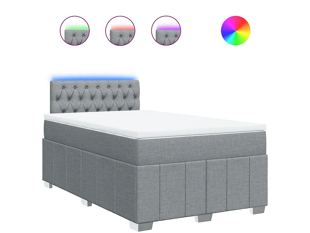 Cama boxspring com colchão 120x190 cm tecido cinzento-claro