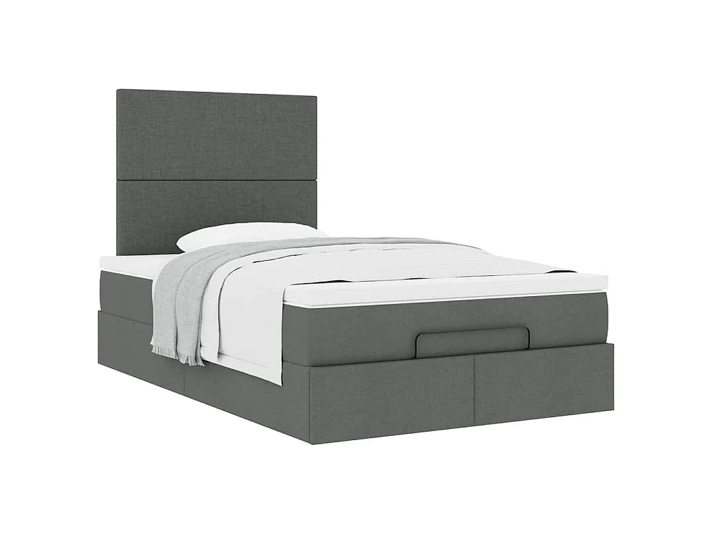 Ottoman-Bett mit Matratze Dunkelgrau 120x190 cm Stoff
