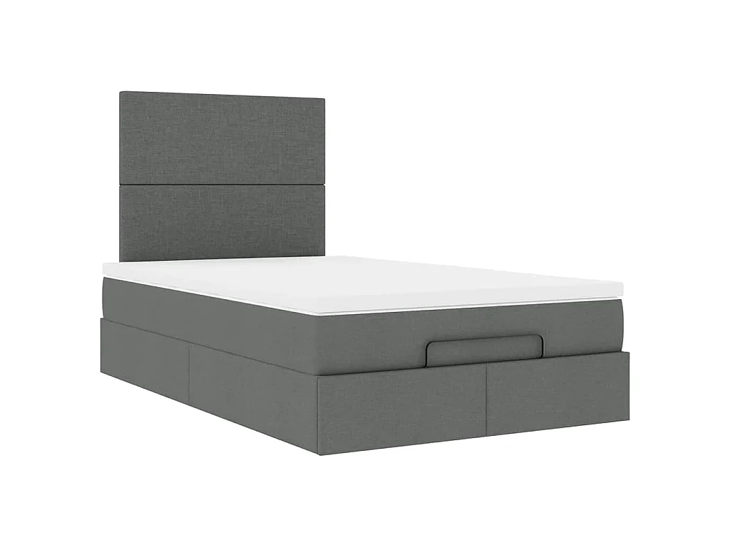 Ottoman-Bett mit Matratze Dunkelgrau 120x190 cm Stoff