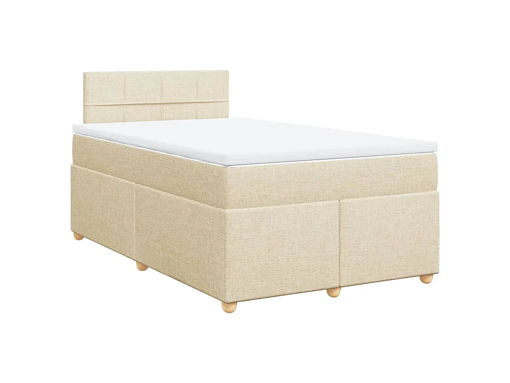 Cama box spring con colchón tela color crema 120x200 cm