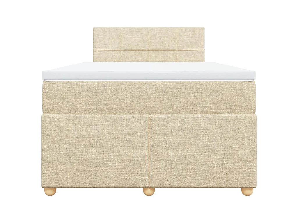 Cama box spring con colchón tela color crema 120x200 cm