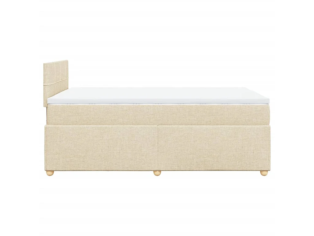 Cama box spring con colchón tela color crema 120x200 cm