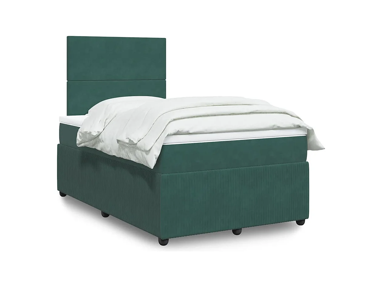 Sommier à lattes de lit et matelas Vert foncé 120x200cm Velours